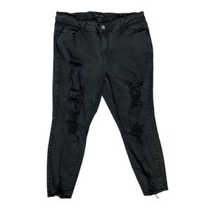 Almost Famous Women's Jeans Distressed Skinny Straight Leg Black Rips Size 20